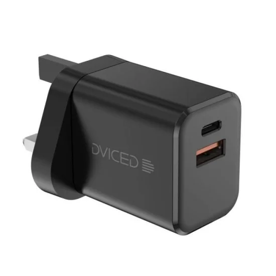 Dviced Wall charger, cable 35W GaN 1 USB-A 1 USB-C UK black